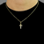 GARGANTILHA VENEZIANA + PINGENTE DE CRUZ CRAVEJADO BANHADO A OURO 18K - 50CM