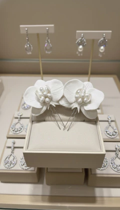 Imagem do Grampos Orquídeas Pérolas Naturais Par