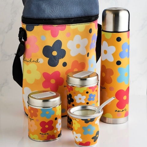 Equipo matero FLORES NARANJAS
