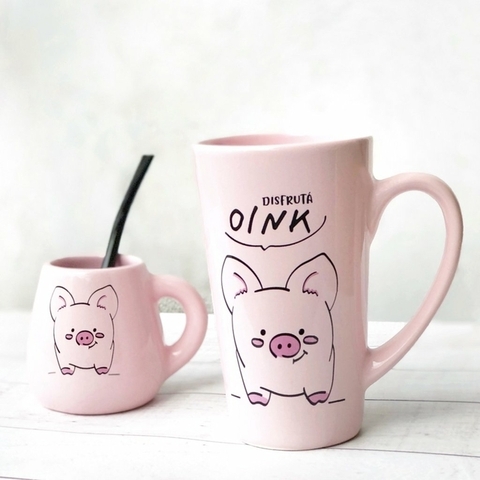 TAZA ALTA- Cerdito (rosa) - comprar online