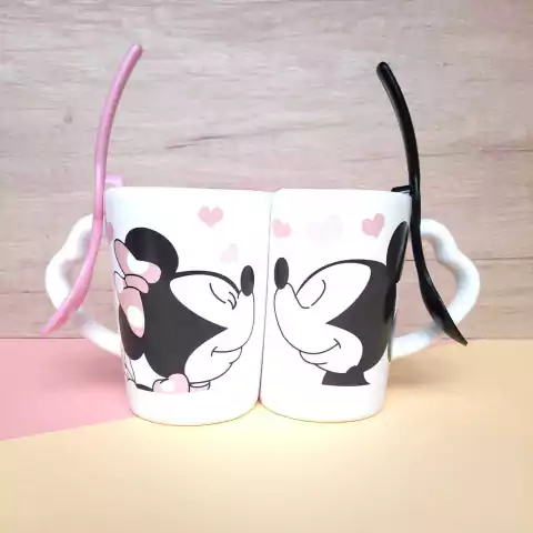 TAZAS DUO TU y YO - Minnie Mickey rosa