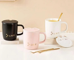 TAZA GATITO con dorado - Mundo Chulo