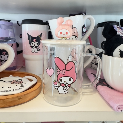 TAZA VIDRIO CON TAPA Y CUCHARA - Melody - comprar online