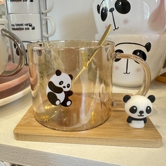 TAZA VIDRIO CON PLATO - Panda