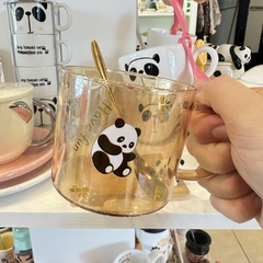 TAZA VIDRIO CON PLATO - Panda - comprar online