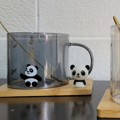 TAZA VIDRIO CON PLATO - Panda en internet