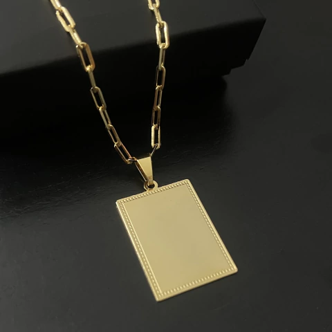 PINGENTE QUADRADO TRABALHADO PERSONALIZÁVEL - 2,5x3,5cm - comprar online