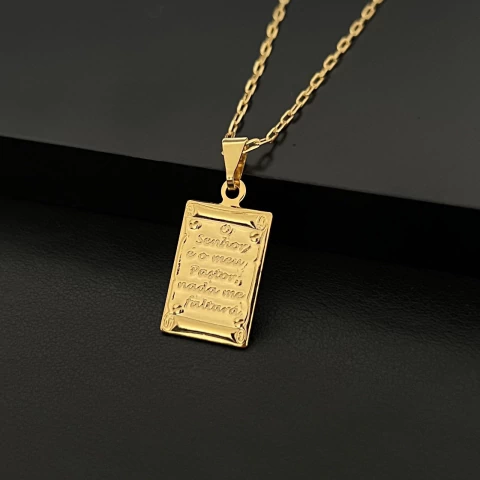 PINGENTE PLACA ESCRITA O SENHOR É O MEU PASTOR - 1,3x2CM - comprar online
