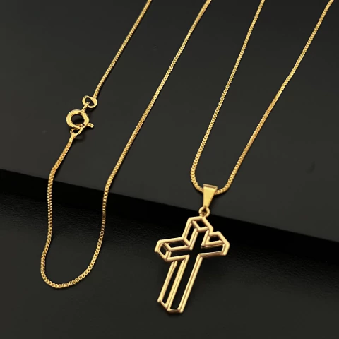 CORRENTE VENEZIANA 1MM + CRUZ 3D 2,5 x 2 CM - comprar online