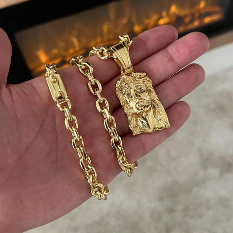 CORRENTE CADEADO 8MM + JESUS CRISTO G 2,5 x 4 CM