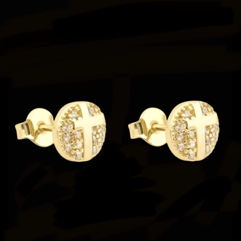 BRINCO CIRCULAR C/CRUZ PEDRA ZIRCÔNIAS 7x7MM - comprar online