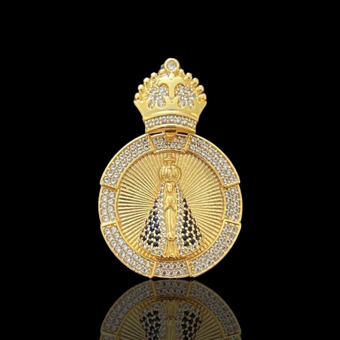 PINGENTE N.SENHORA REDONDO MOLDURA 4D - 4CM