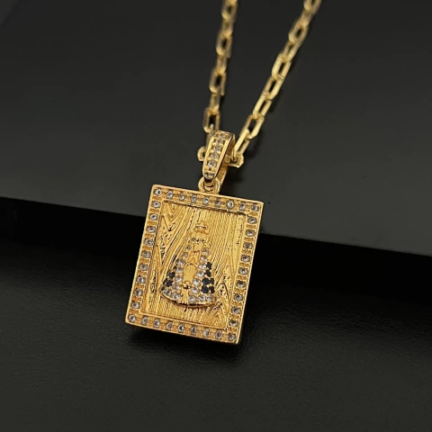 PLACA N.SENHORA FUNDO AMADEIRADO MENOR - 2,5x2cm - comprar online