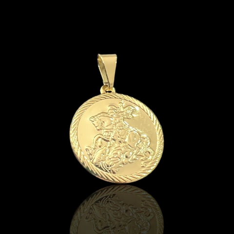 PINGENTE REDONDO MOLDURA DETALHES SÃO JORGE - 2,5CM