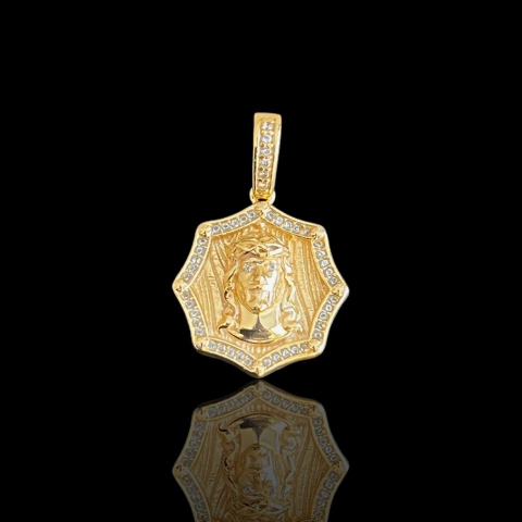 PINGENTE MOLDURA DETALHADA JESUS 3D - 2,2x2,5CM