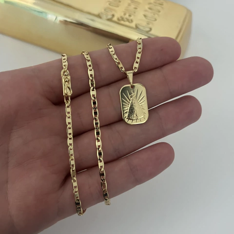 CORRENTE PIASTRINI 2,5MM + PINGENTE MEDALHA N.SENHORA 2x1,5CM