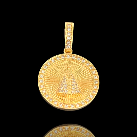 PINGENTE N.SENHORA CRAVEJADA OVAL BRANCA - 2,5 CM