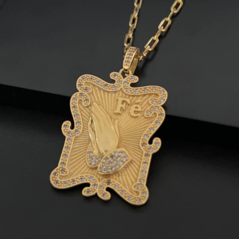 PINGENTE MOLDURA FÉ DETALHADA G - 3,5x4,5CM