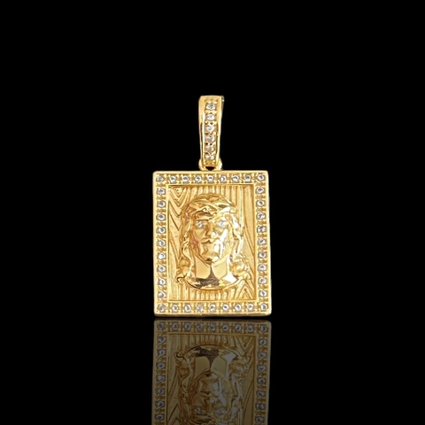 PINGENTE PLACA JESUS 3D MENOR - 2,1x2,5CM