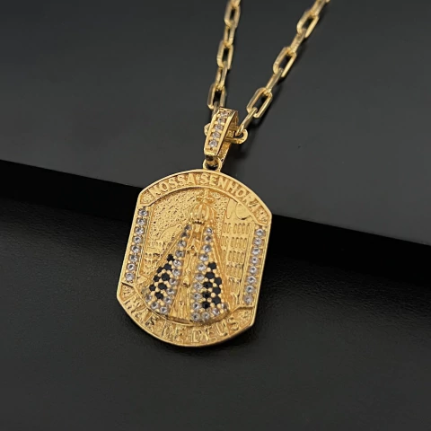 PINGENTE MOLDURA N.SENHORA FUNDO SANTUÁRIO 3x2,5CM - comprar online