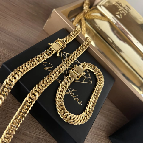 CORRENTE GRUMET DUPLA 10MM + PULSEIRA - comprar online