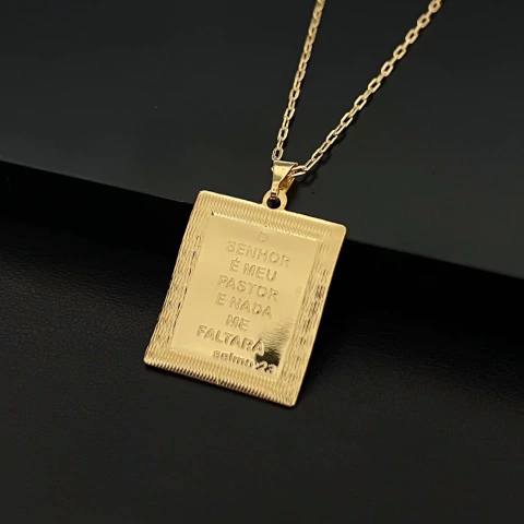 PINGENTE PLACA MOLDURA O SENHOR É O MEU PASTOR - 2,2x2,6CM - comprar online