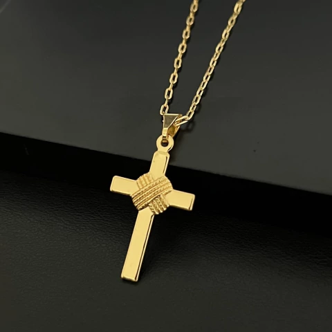 PINGENTE CRUZ TRANÇADO DETALHE- 2,5x2cm - comprar online