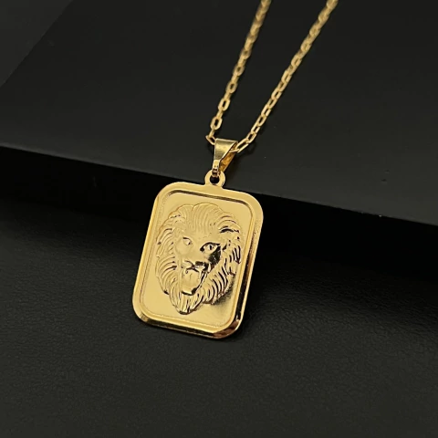 PINGENTE PLACA FACE LEÃO - 2x2,5CM - comprar online