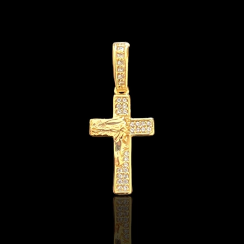 PINGENTE CRISTO CRAVEJADO C/ CRUZ MENOR - 1,8x2,3CM