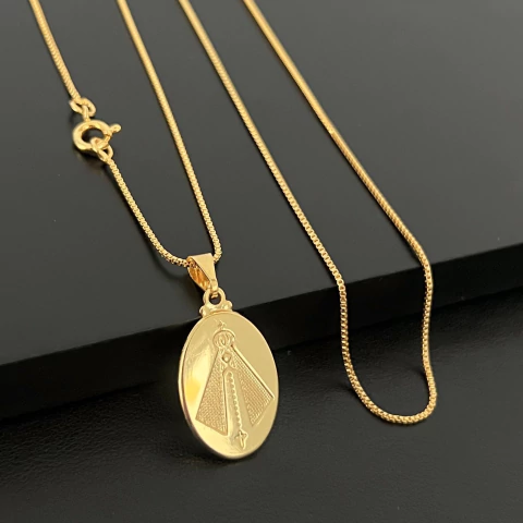 CORRENTE VENEZIANA 1MM + PINGENTE N.SENHORA OVAL 2x2CM - comprar online