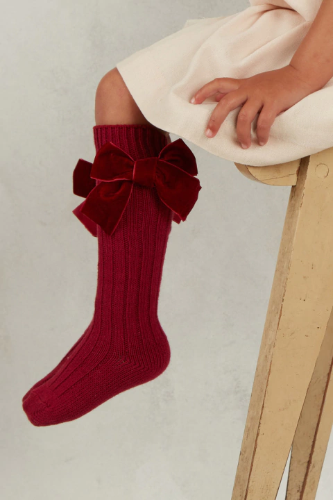 Tres cuartos Bow pana bordeaux