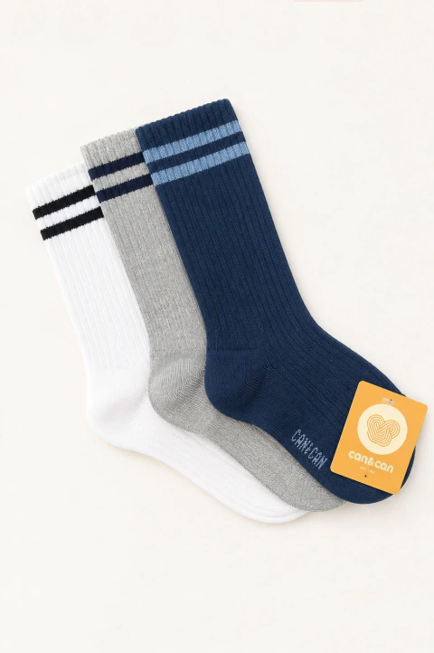 Tripack tenis gris/azul/blanco