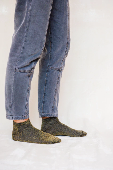 Soquetes lurex x 2 - Negro dorado/ Bordeaux dorado