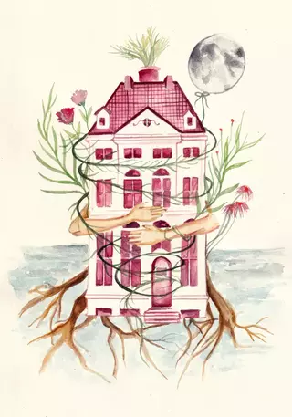Acuarela Casa IV, Casas Astrológicas, Ilustración Original - comprar online