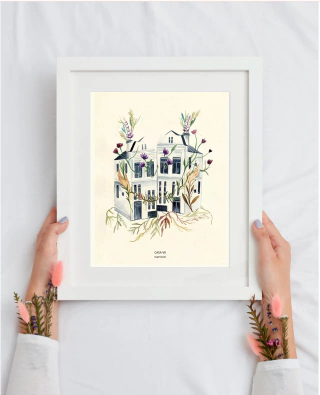 Acuarela Casa VII, Casas Astrológicas, Ilustración Original