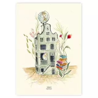Acuarela Casa II, Casas Astrológicas, Ilustración Original