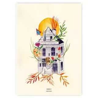 Acuarela Casa V, Casas Astrológicas, Ilustración Original