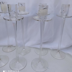 9 CANDELABROS DE VIDRIO ALTOS