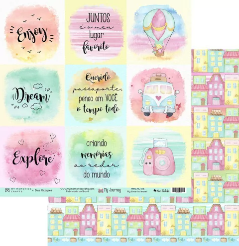 Folha para Scrapbook - My Memories - Coleção My Journey (ScrapOn) - MMCMJ-06