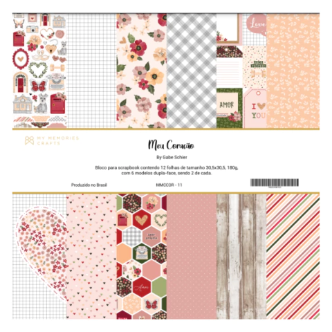 Coleção Meu Coração - Bloco 30,5 x 30,05 - My Memories Crafts - MMCCOR-11