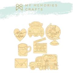 Elementos em Madeira Adesivada - My Memories Crafts - Coleção My Love - MMCMLV-10
