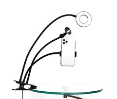 Ring Light Selfie Greika AL-06II, Ring Light + Adaptador Smartphone para lives + Suporte de Microfone Lapela