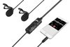 BY-M1DM - Microfone BOYA de lapela duplo para smartphone, DSLR, câmeras, filmadoras, gravadores na internet