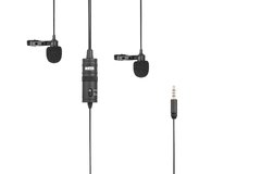 BY-M1DM - Microfone BOYA de lapela duplo para smartphone, DSLR, câmeras, filmadoras, gravadores - CAMERA E CIA