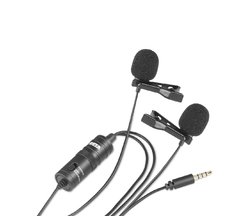 Imagem do BY-M1DM - Microfone BOYA de lapela duplo para smartphone, DSLR, câmeras, filmadoras, gravadores