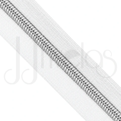 JJ1911 - ZÍPER N.º5 METALIZADO BRANCO - METRO
