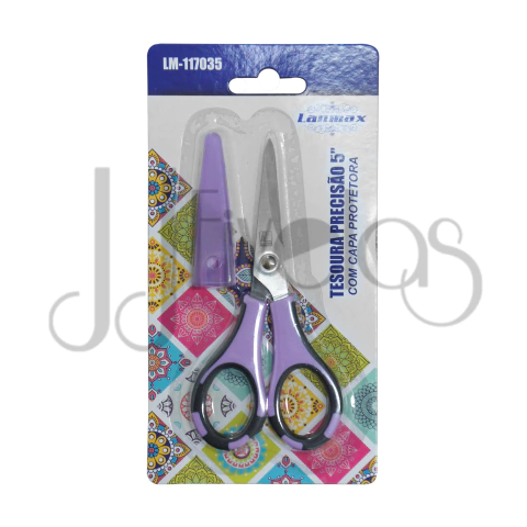 JJ2053 - TESOURA PRECISÃO 5" COM CAPA PROTETORA - JJFIVELAS