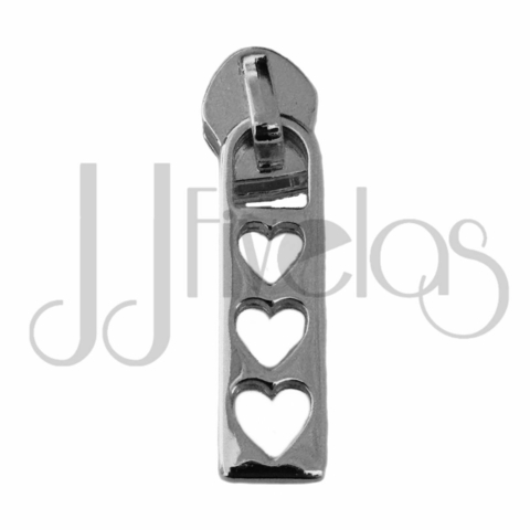 JJ1803 - CURSOR PARA ZÍPER Nº5 3 CORAÇÕES