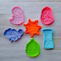 cortante +sello set x 6 enredados rapunzel