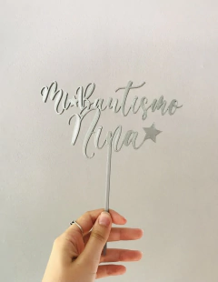 Topper torta Mi Bautismo + Nombre